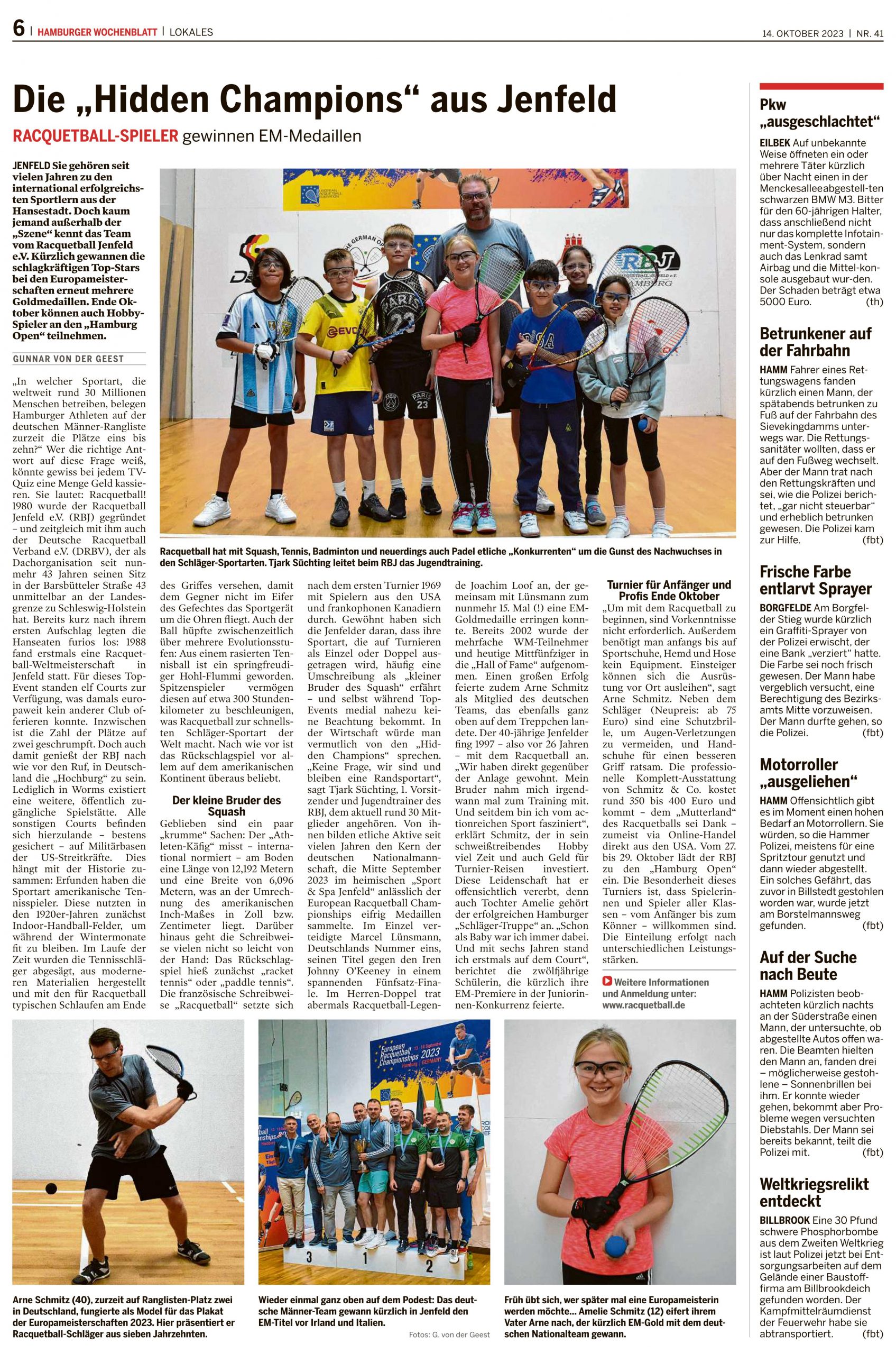 Read more about the article Hamburger Wochenblatt berichtet über unser Training